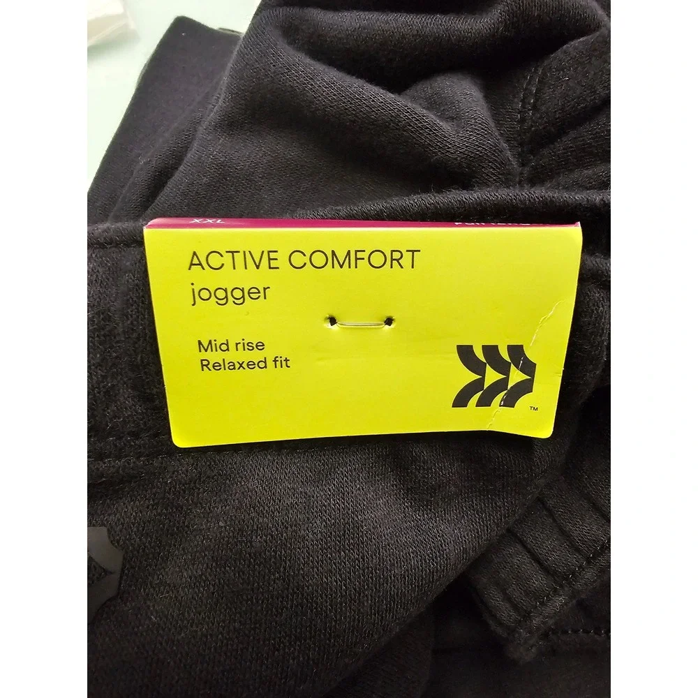 All in Motion Womens Mid Rise Jogger Pants Black Cotton Blend Athletic Size XXL